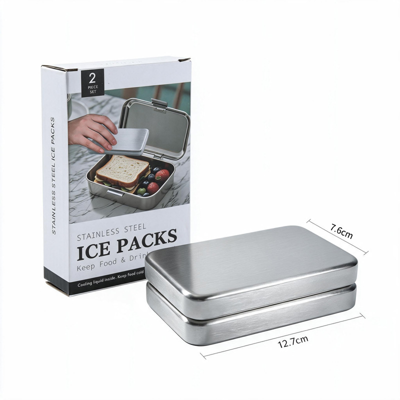 Cross-border Manufacturer Direct Supply In Stock Stainless Steel Ice Plate Ice Brick Ice Pack Lunch Box Insulated Cooler Bag Frozen Fresh-keeping Ice Tray - 10