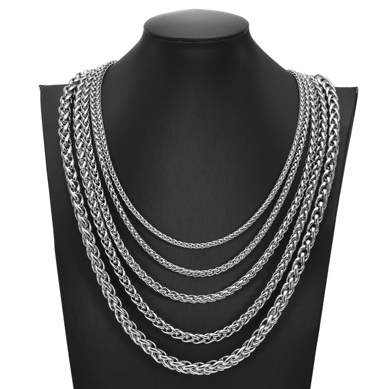Edelstahl Halskette mit Drachenknochendesign, modisch und minimalistisch, universell kombinierbar, DIY Titan-Stahl einfache Kette, Blumenkorb-Kette, farbecht, Anhänger mit Ersatzkette