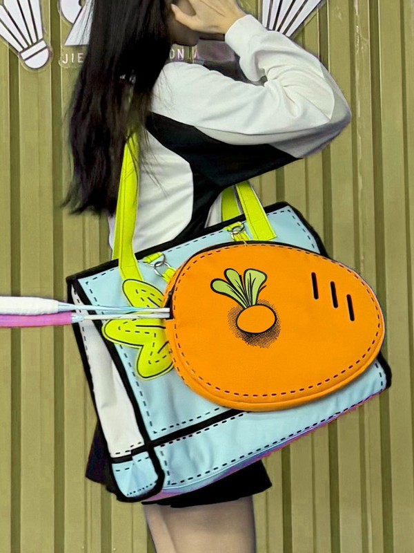 2025 Spor Badminton Tennis Schlägertasche Karotte 3D Tote Tasche Alltägliche Verwendung Große Kapazität Schultasche Süße Handtasche - 4