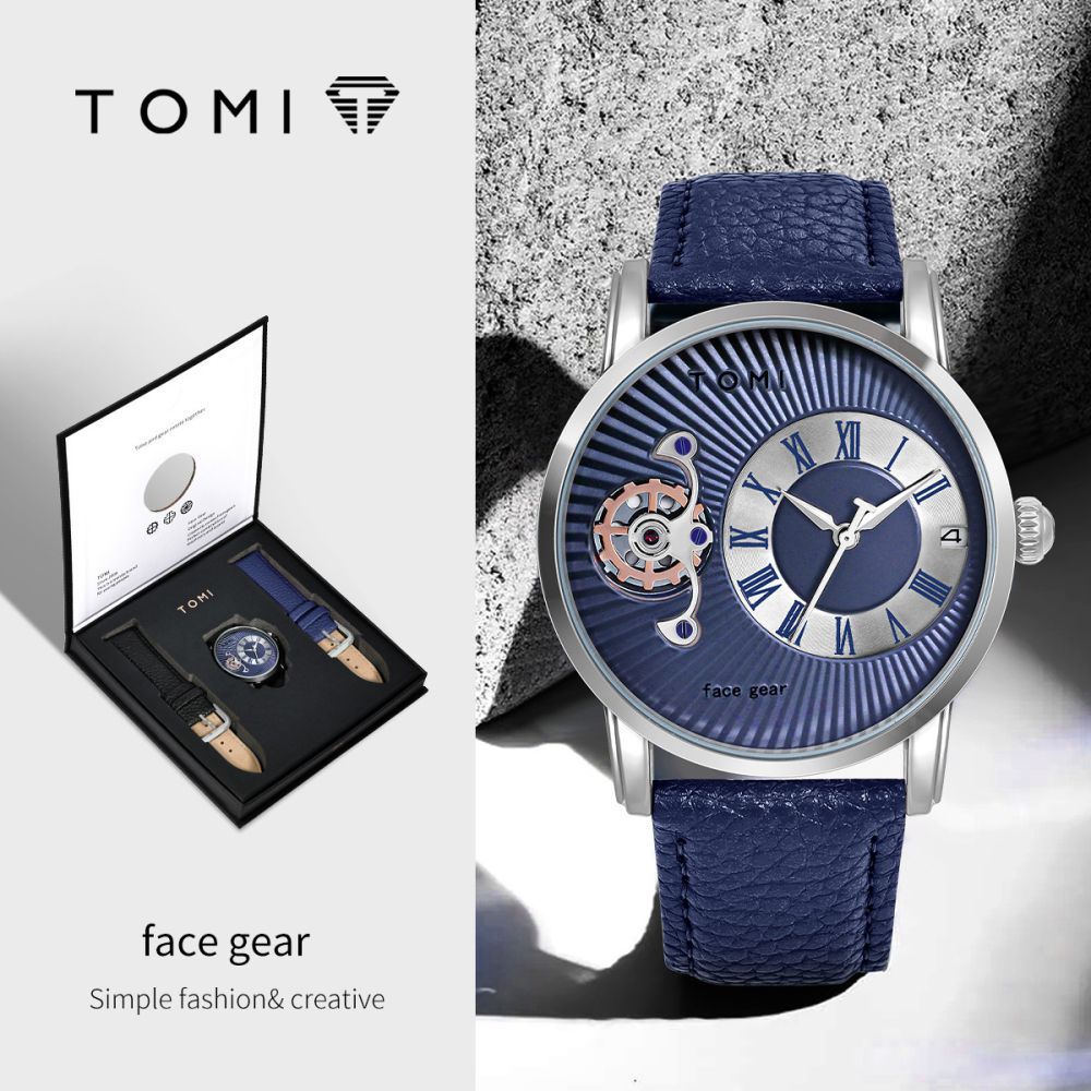 TOMI Face Gear Erkek Saati Kuvars Deri