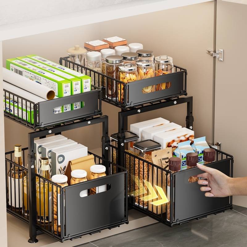 Unterbau-Küchenorganizer mit Schublade und diagonalem Griff, Gewürzregal, Unterbau-Schubladenkorb - 11