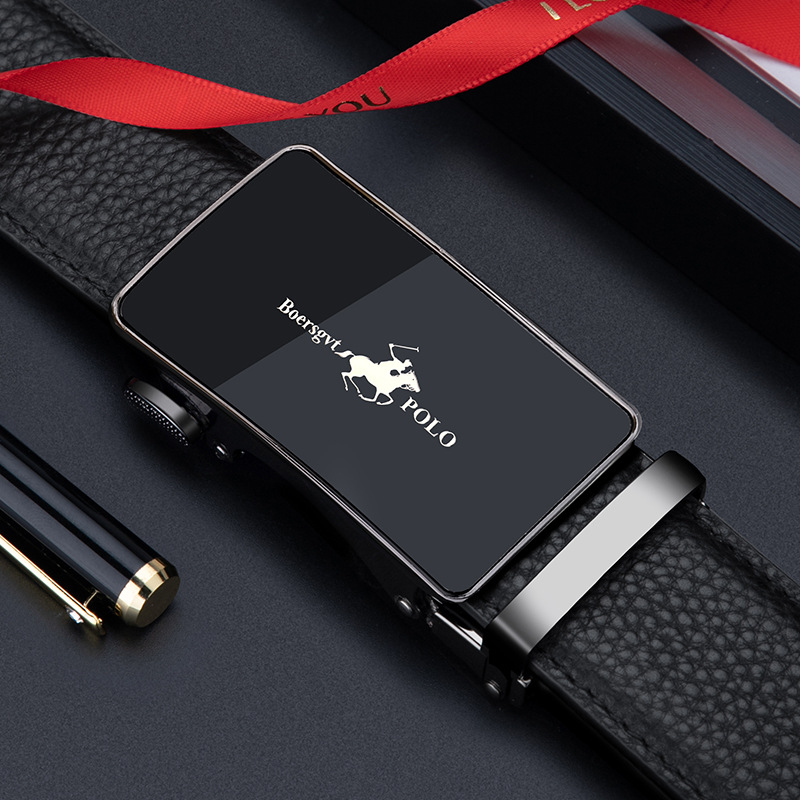 POLO belt men's first layer cowhide belt genuine leather belt work automatic buckle men's trendy classic pants belt