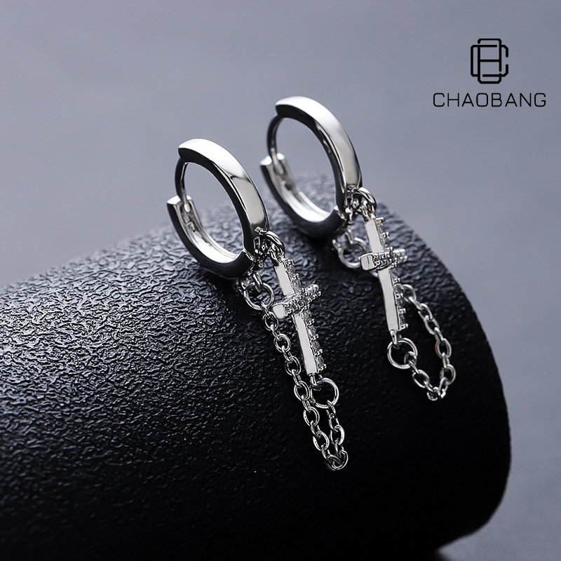 Diamant-Quastenohrringe für Männer, hochwertige vielseitige Hip-Hop-Ohrringe für Frauen, Nischen-einfache Sommer-Accessoires und Schmuck