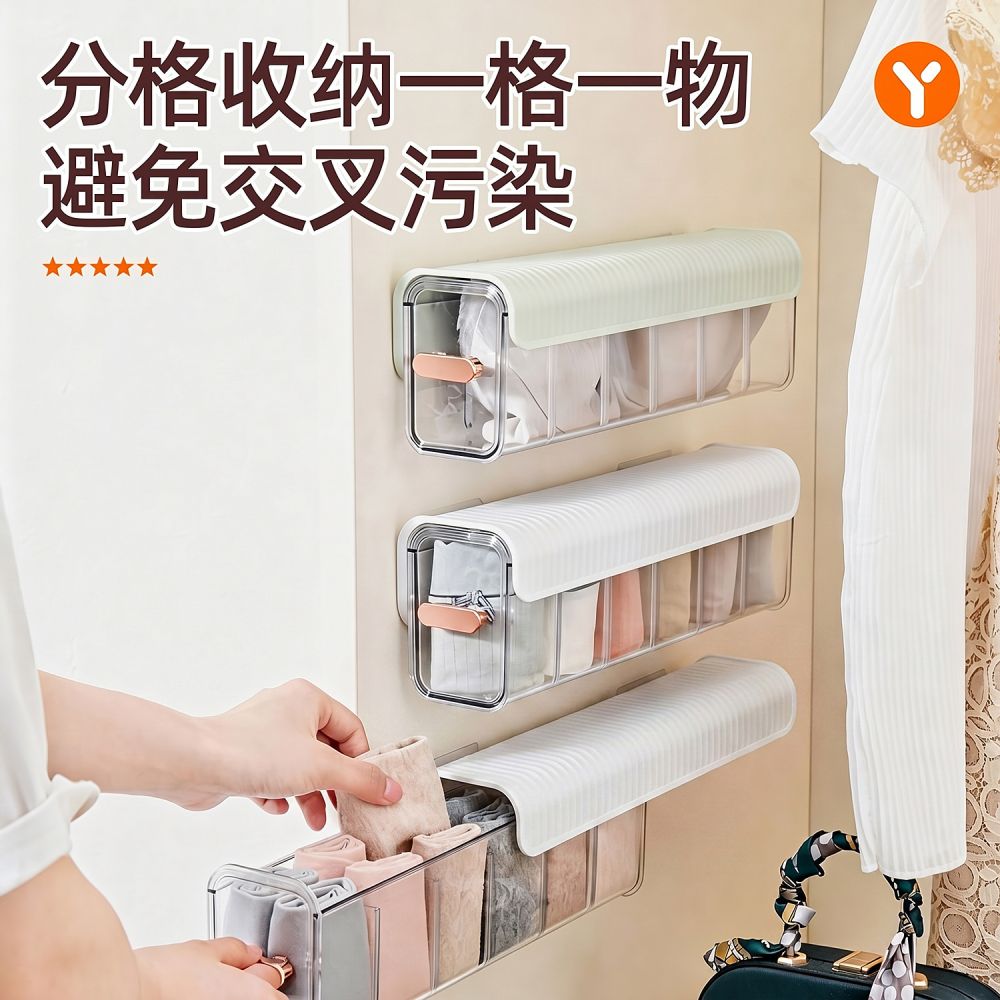 Wandmontierter Organizer für Unterwäsche, unsichtbarer Aufbewahrungskasten für Zuhause, Kleiderschrank-Schublade aus transparentem Material für Unterhosen und Socken