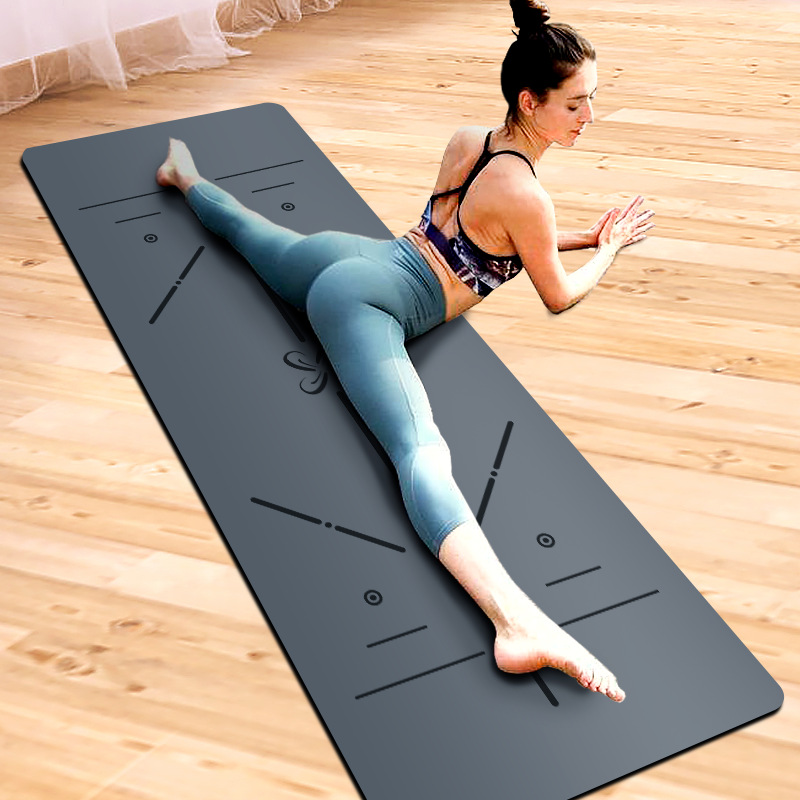5 mm PU Doğal Kauçuk Yoga Matı, Pozisyon Çizgili, Kaymaz