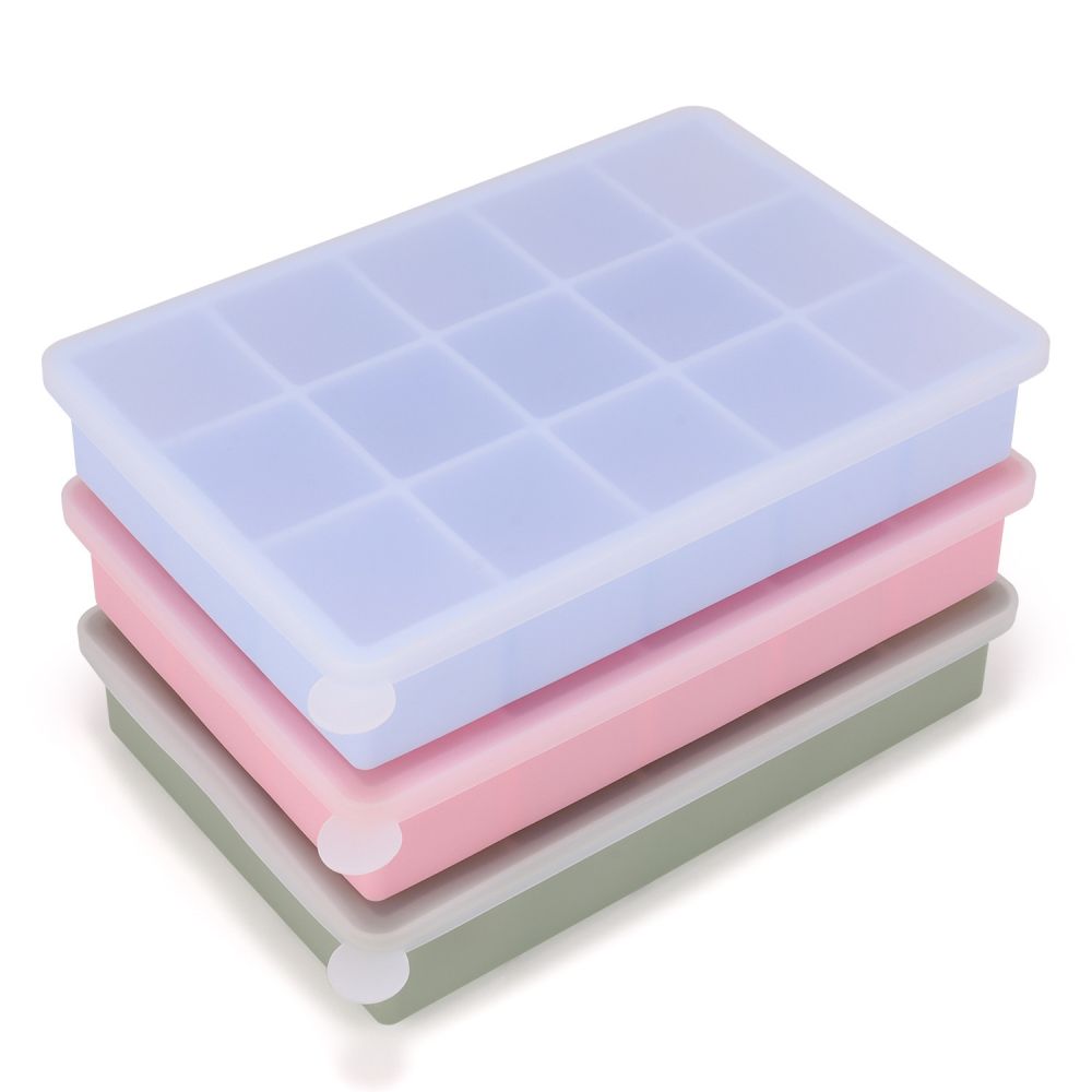 Silicone Ice Cube Trays Ice Mold Freezer Molds Ice Block Box Food-Grade Ice Making Box Soft Square with Lid Household Ice Maker - 7