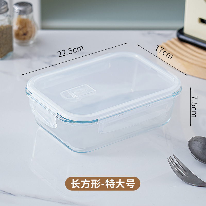 Mikrowellen-geeigneter Glasu Mittagsbox rechteckige Lunchbox Kühlschrank Speziallunchbox großvolumige Frischhalte-Schüssel - 10