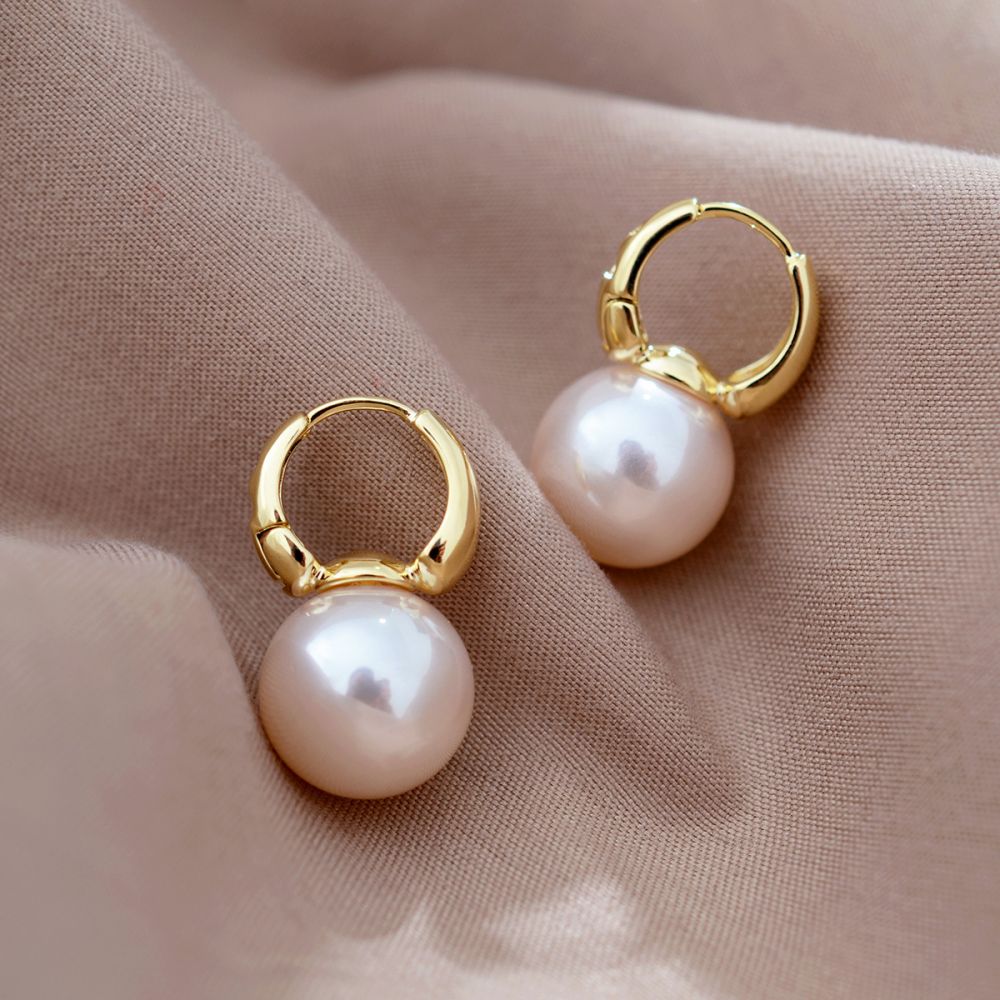 Pearl Clip-On Earrings Vintage French Style Button Studs