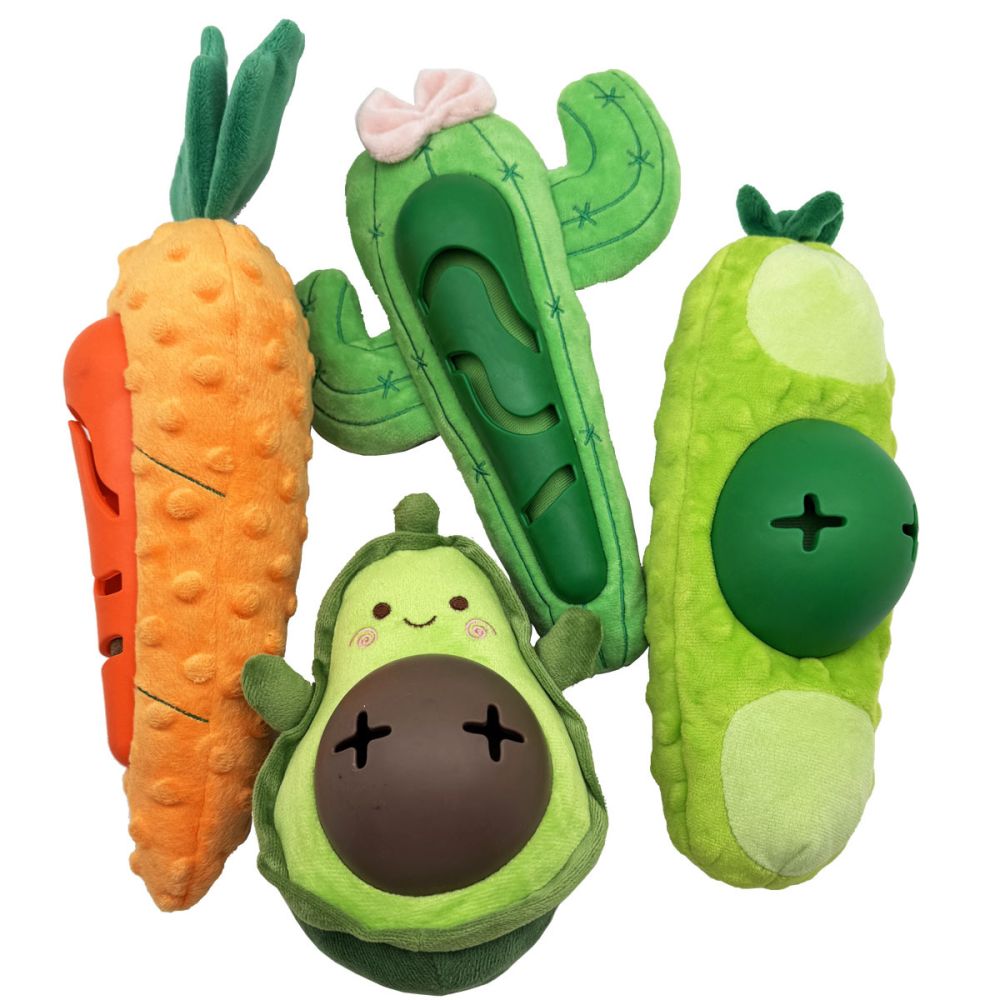 Dog Toy Plush Vegetable, Avocado and Carrot Shape with Squeaker