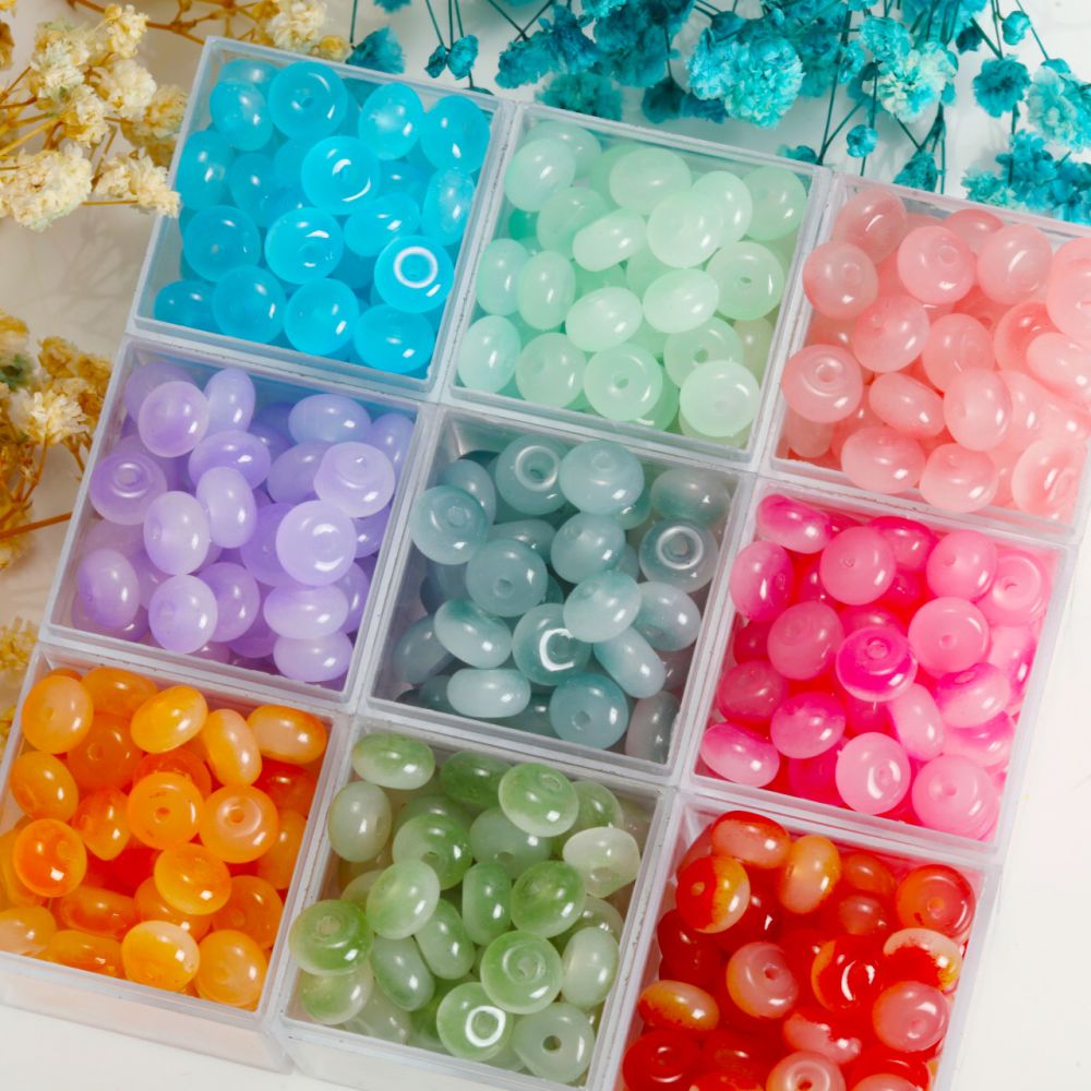 5x8 mm Abacus Bead, Imitation Jade, Flat Spacer Bead