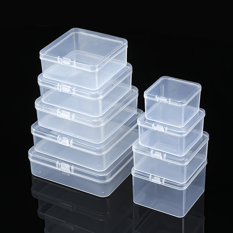 Lagerhaltung quadratische PP-Box Schmuckschatullen transparente Klappdeckel kleine Schachteln Teileaufbewahrung Verpackung Organisationskiste PP-Kunststoffbox