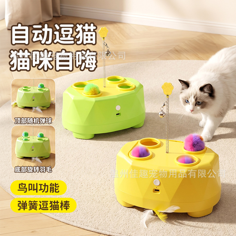 Multifunctional Interactive Electric Cat Toy with Feather Wand