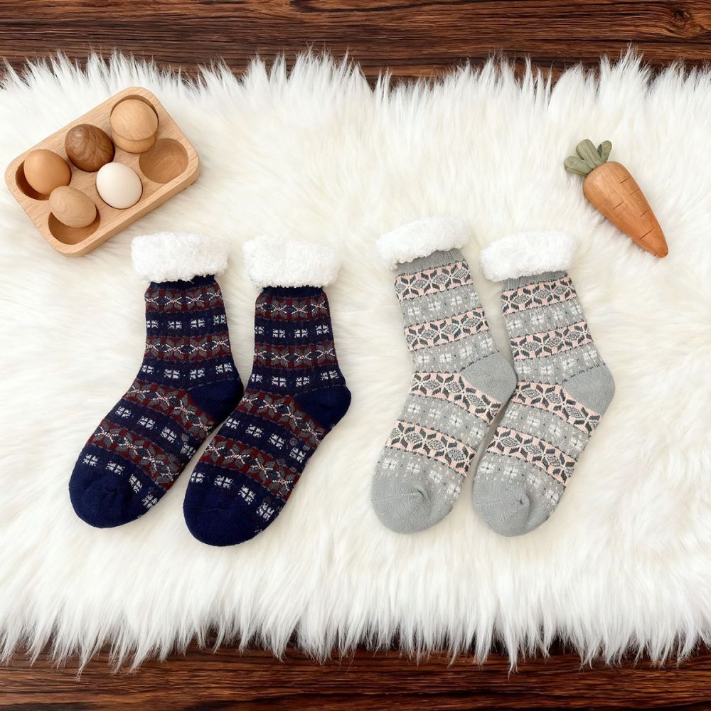 Custom Printed Adult Thick Fleece-Lined Coral Socks, Acrylic