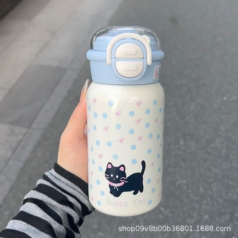 Schlanke Thermoflasche für Damen mit Strohhalm, hochwertige doppelwandige Trinkflasche, 316er Edelstahl, tragbar für Studenten, isoliert - 10