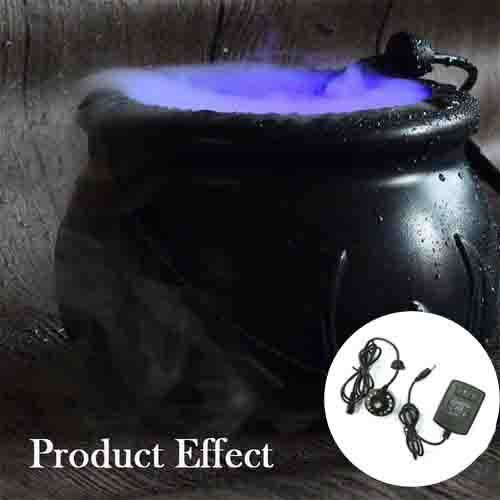 12 LED Halloween Witch Bucket Smoke Machine, Big Witch Cauldron Fog Head, Witch Light with Color-Changing Ambience for Scene Decoration