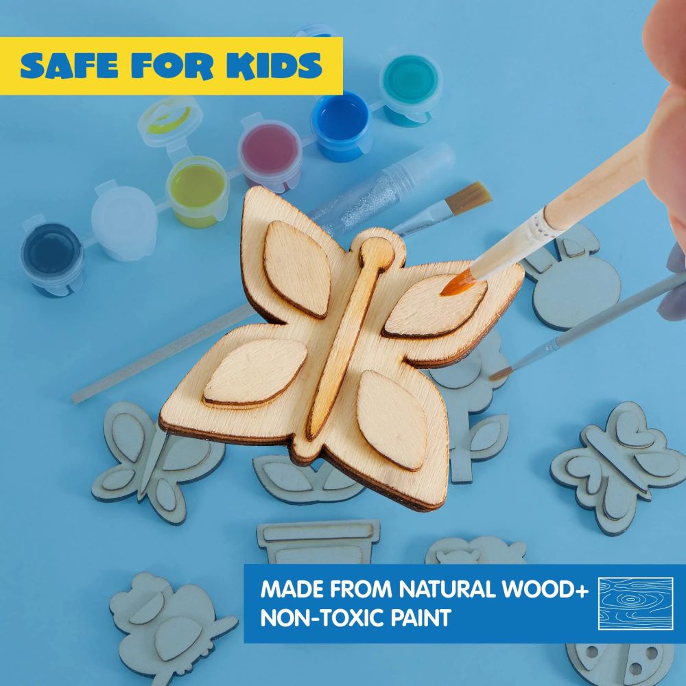 Ahşap DIY boyama seti çocuklar için, eğitici oyuncak