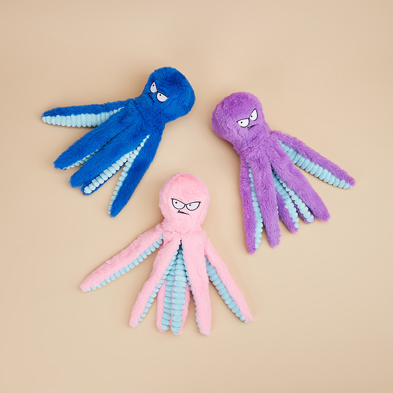 Shiba Inu Plush Octopus Interactive Squeaky Dog Toy, Durable Chew-Resistant Paper Crinkle Cross-Border Pet Toy