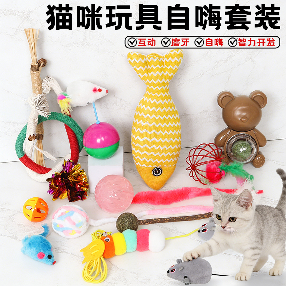 Haustier-Katzenspielzeug-Set, Katzenspielzeug-Set zum Necken, Selbstbeschäftigung und Langeweile vertreiben, Laserpointer, Katzenminze-Bälle, für Kätzchen und ausgewachsene Katzen, Training