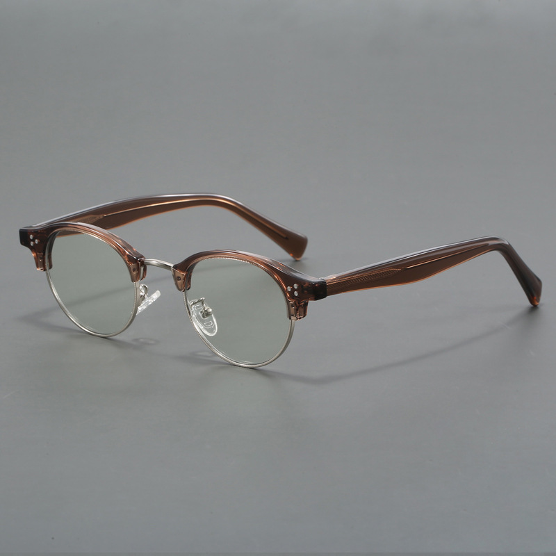 Unisex Retro-Brillengestell in Schildpattoptik, halbrandlos