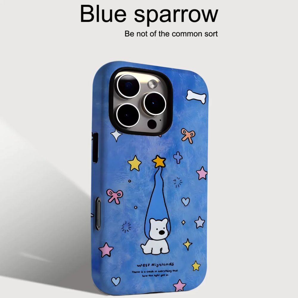 Mavi yıldız desen iPhone 17 kılıfı Apple 17 Pro Max film koruma