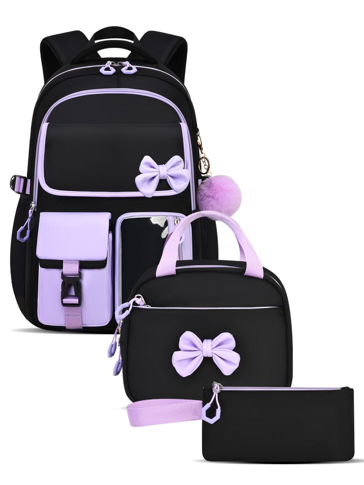 Amazon Best-selling High-capacity Bow Tie Three-piece Set Schoolbag for Girls, Junior and Senior High School and College Students, Backpack - 1