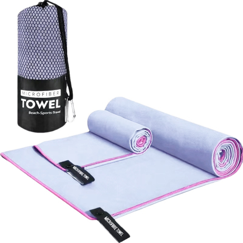 Taşınabilir Saklama Çift Taraflı Polar Üç Parçalı Set Hızlı Kuruyan Havlu Fitness Kamp Dağcılık Ultra İnce Fiber Spor Havlu Seti - 8