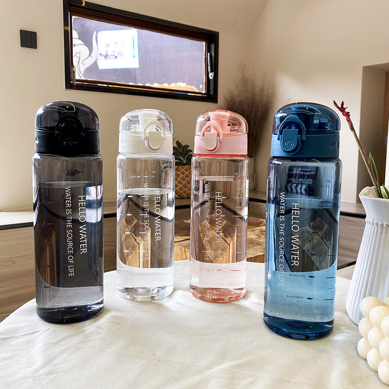 Açık hava sporları taşınabilir su bardağı, doğrudan içme, açılır kapak, plastik bardak, yüksek görünümlü dereceli bardak, büyük kapasiteli bardak