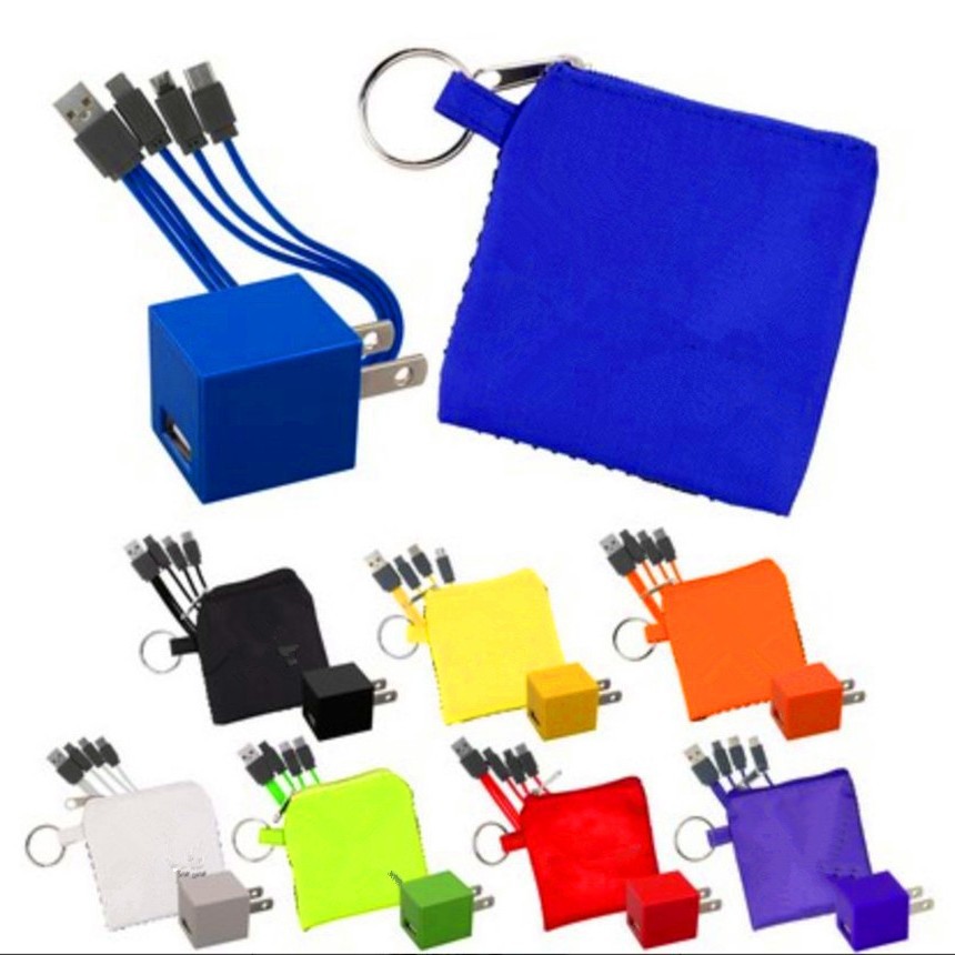 3-in-1 travel charger set car fast charging USB mobile phone data charging cable adapter with zipper bag