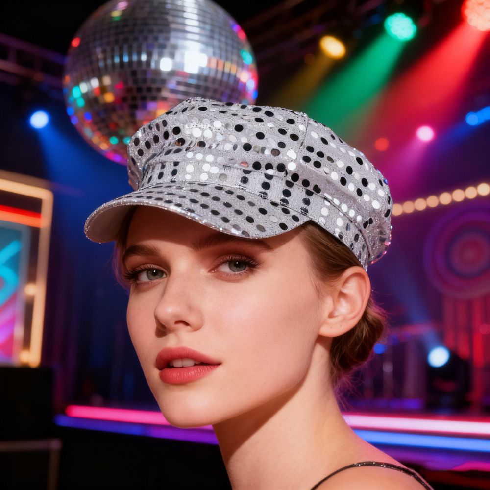 70s disco sequin hat for parties and cosplay