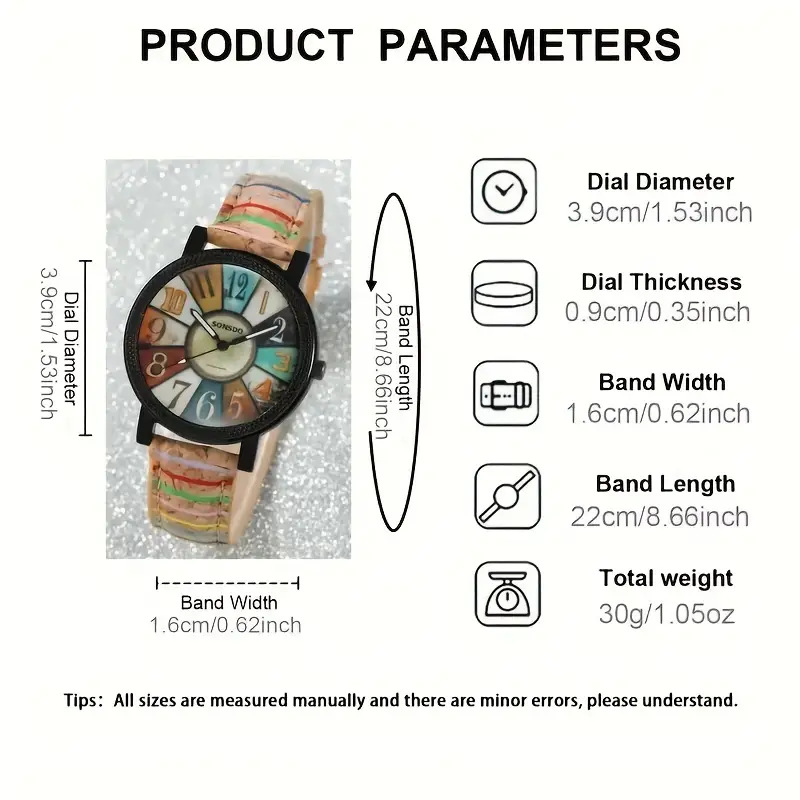 Women's watch, wooden grain leather strap, digital display
