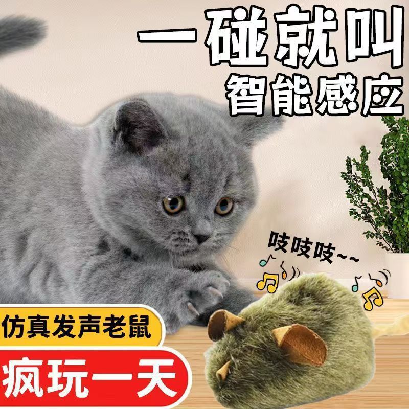 Cat toy plush mouse durable interactive scratch-resistant