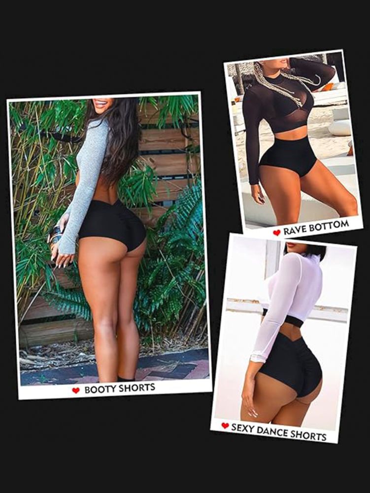 Damen-Yoga-Shorts, hohe Taille, Po-Lift, V-Rücken