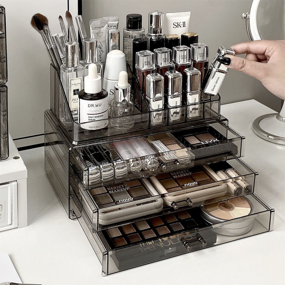 Acryl-Kosmetik-Aufbewahrungsbox mit Schublade Schreibtisch-Organizer - 1