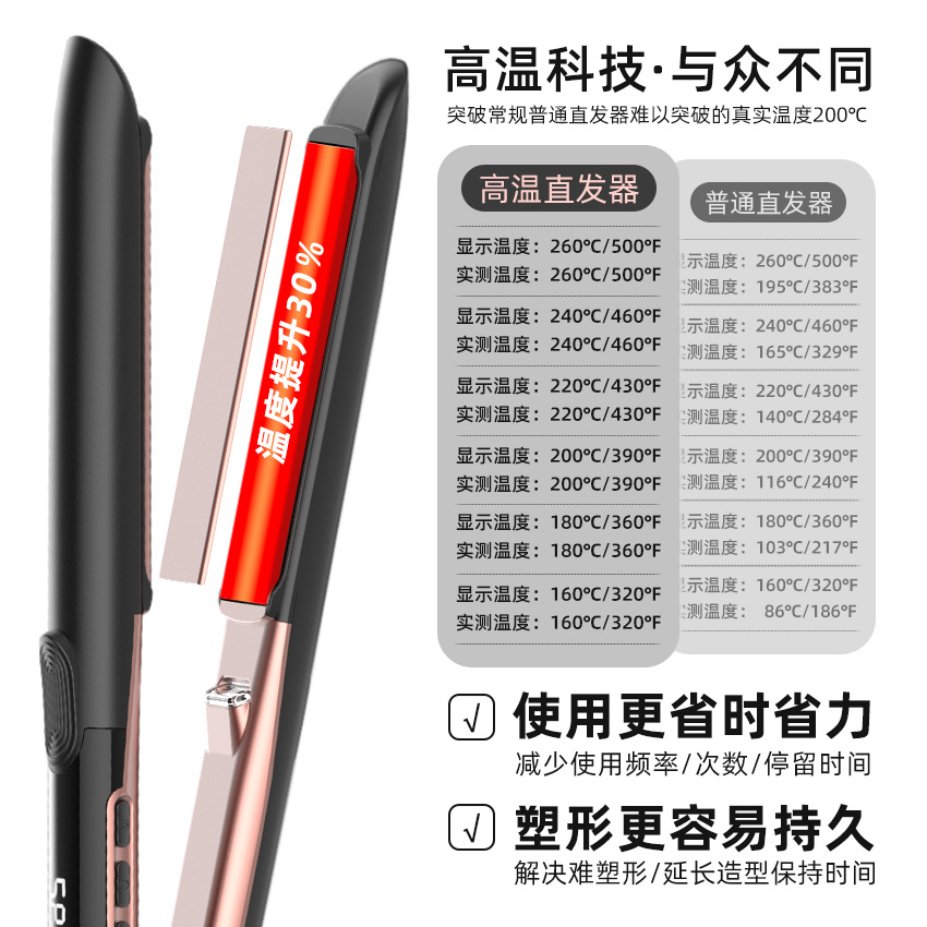 Cross-border exclusive direct-ship ion hair straightener, 2-in-1 multifunctional straightening iron and curling iron, straight and curl dual-use flat iron