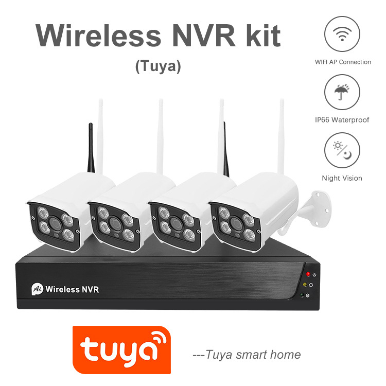 Tuya Wireless Smart 2 Megapixel HD Network Package NVR Manufacturer Wholesale 4-Piece Security Camera Set