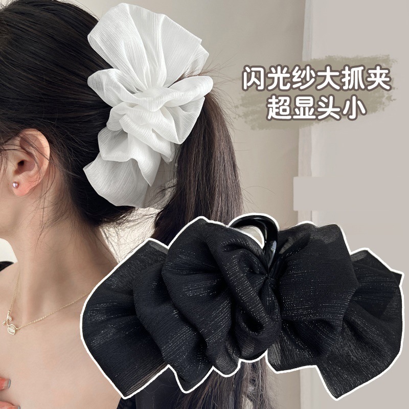 Lace seersucker hair clip shark clip extra large hair clip holder woman back hair clip 2023 new style - 5
