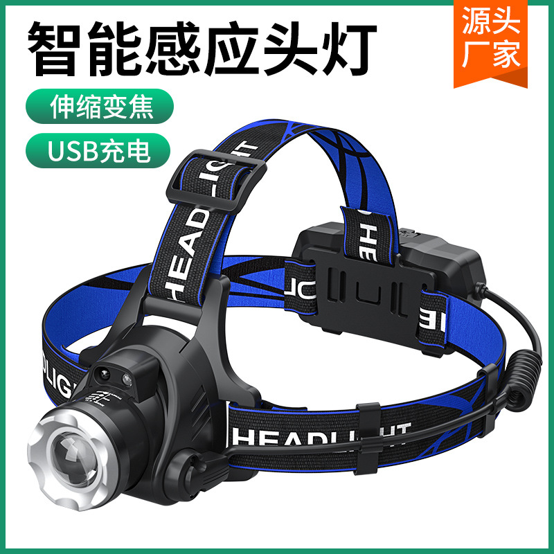 T6 Telescopic Zoom USB Rechargeable LED Headlamp, Long Runtime, for Fishing and Camping - 1
