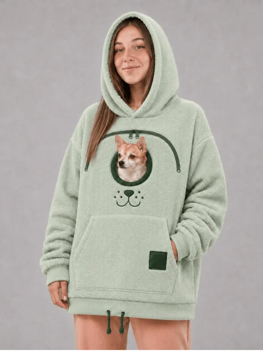 BK8832 Fleece-Lined Flannel Hoodie, Unisex Loose Fit with Drawstring