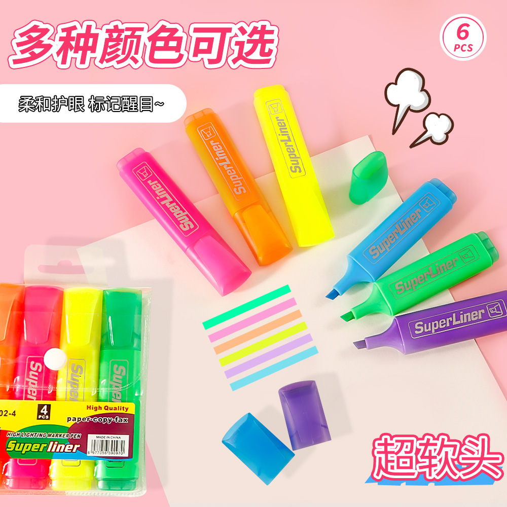 6-Color Chisel Tip Highlighter Marker Set
