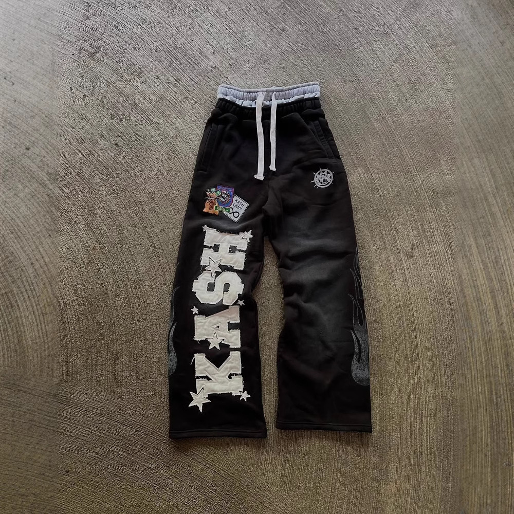 Street Fashion Unisex Loose Straight-Leg Pants with American-Style Print