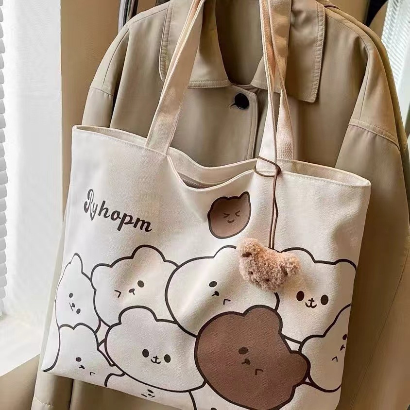 Arbeitstasche mit Reißverschluss, Japanischer Anime-Stil, große Kapazität Schülertasche, vielseitige Segeltuch-Tasche, Handtasche. - 9