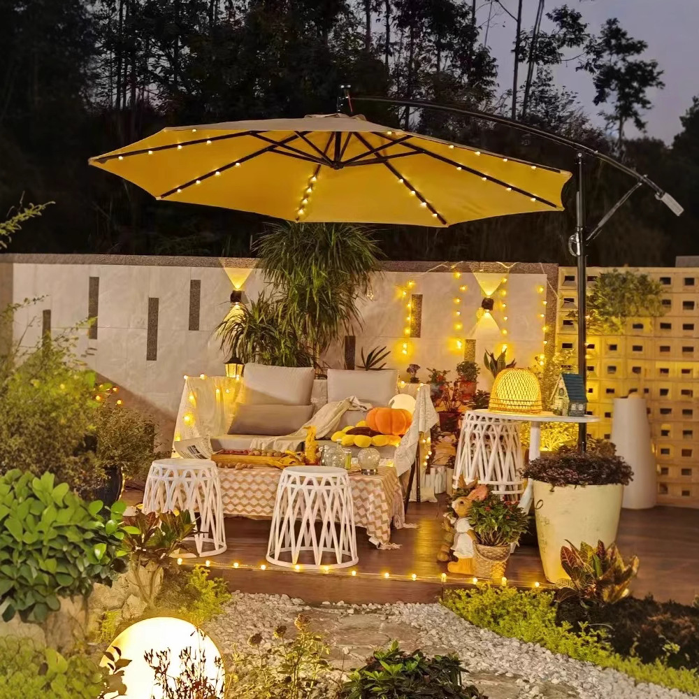 LED Banana Umbrella for Garden and Patio