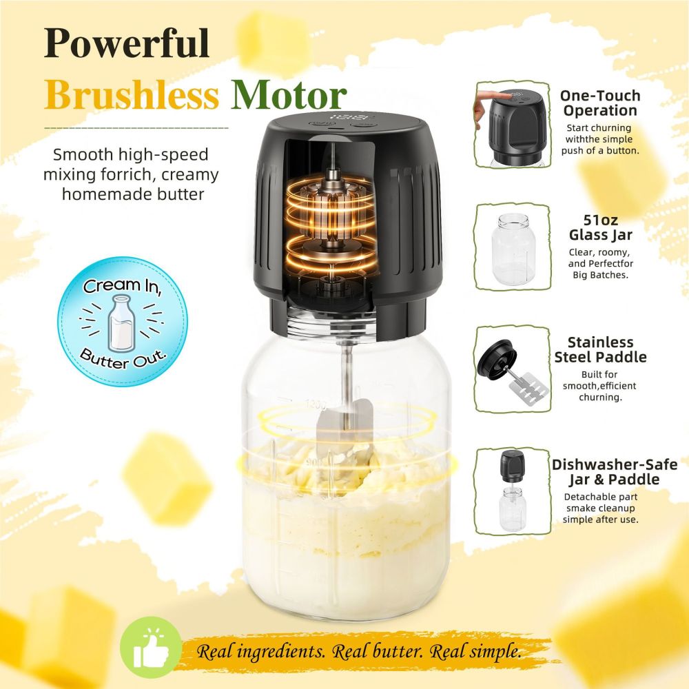 1,5L Buttermixer Amazon Bestseller Elektrischer Mixer Küche Frühstück Großvolumiger Butterrührer