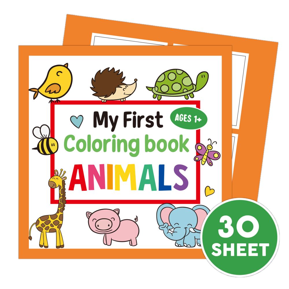 Malbuch für Kinder mit 30 Seiten und Cartoon-Tieren