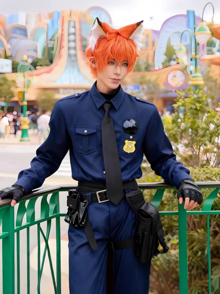Zootopia Nick Fox Cosplay Costume Police Uniform Set