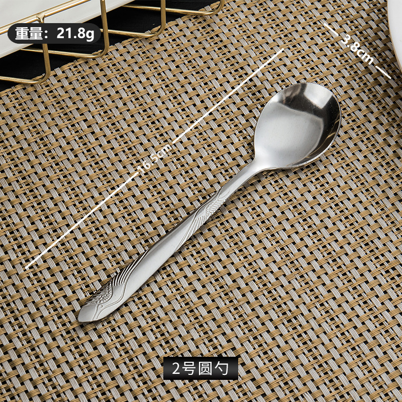 Besteck-Set aus Edelstahl für den Hausgebrauch, hochwertiger Rührlöffel, kreativer Kindereßlöffel, Teelöffel, Gabel. - 10