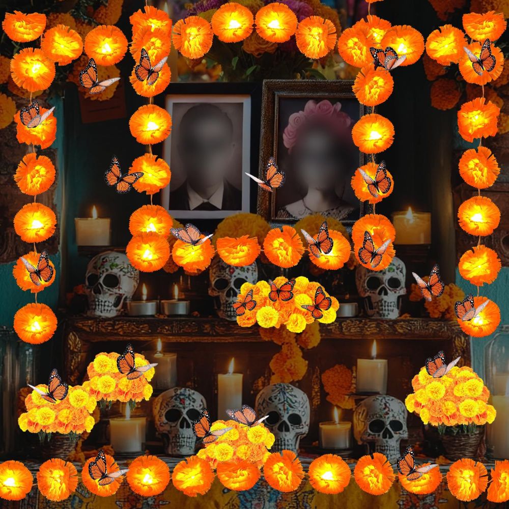 LED-Ringelblumengirlande, Dekoration für Día de los Muertos