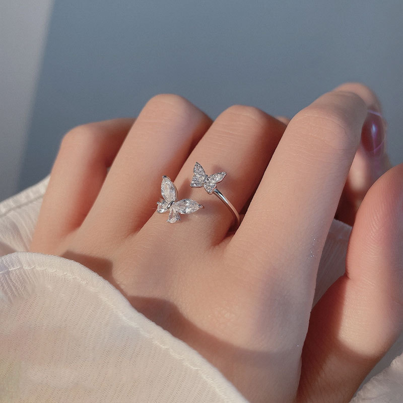 Butterfly ring for women, minimalist style, stackable