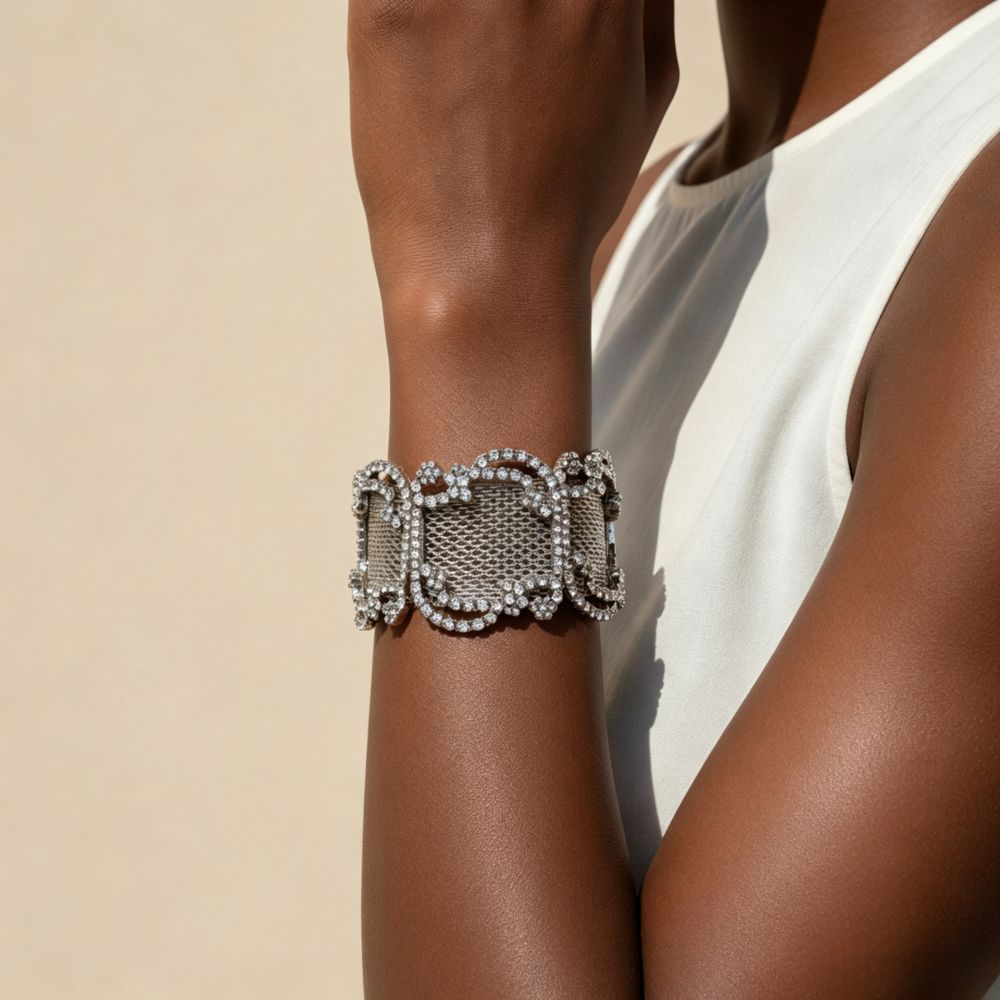 ZA metallic mesh bracelet, color-block design