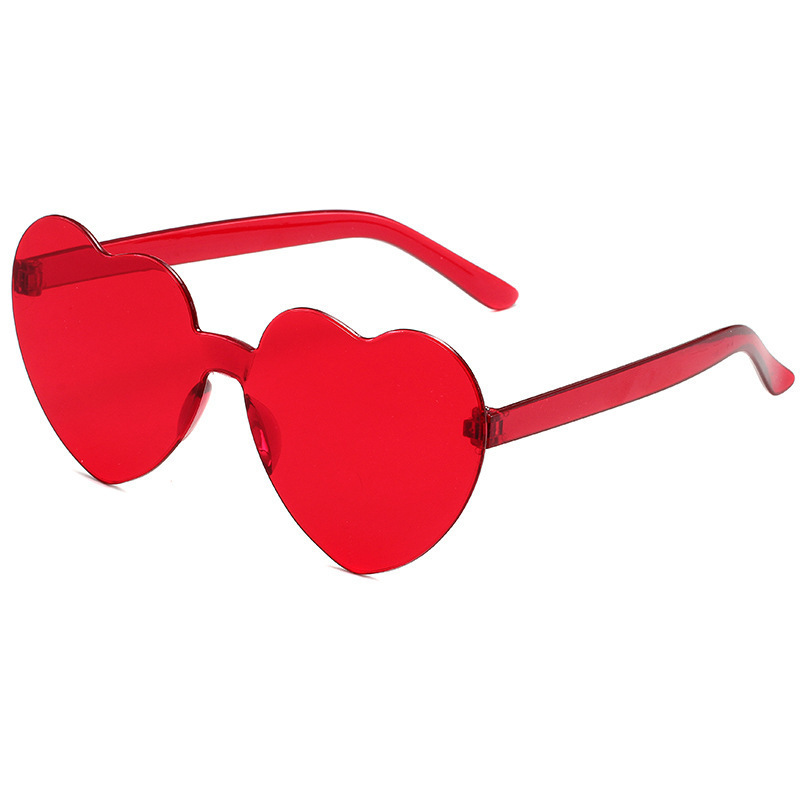 2026 Love SUNGLASSES çerçevesiz kalp şeklinde tek parça güneş gözlüğü renkli şeftali kalp tek parça güneş gözlüğü - 11